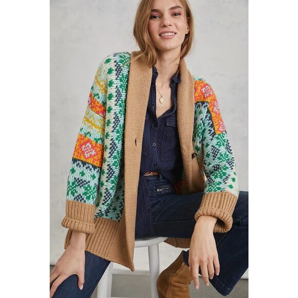 Anthropology Sweaters - Anthropology Carlotta Shawl Cardigan colorful, bohemian size, small medium large